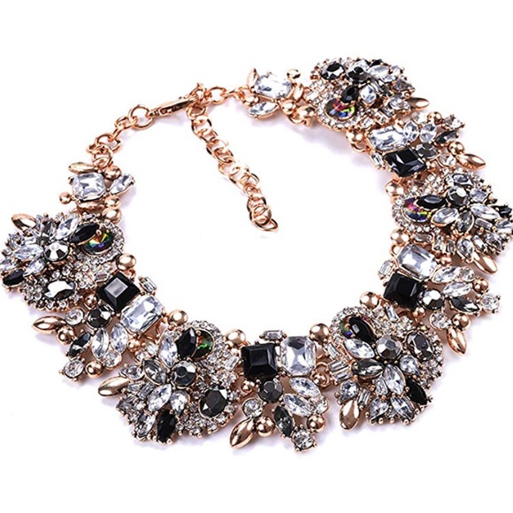 Bib Statement Necklace Colorful Crystal Diamanté Collar - Picture 7 of 10